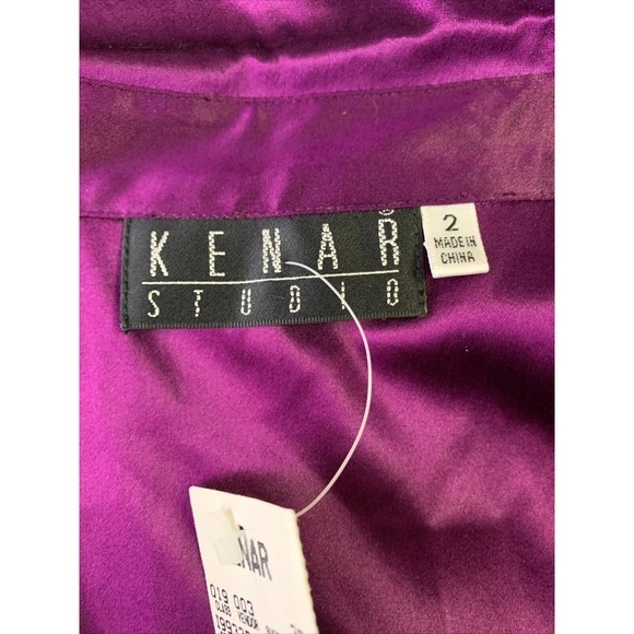 VINTAGE Y2K Silk Satin Button Up Shirt Kenar Purple NWT Sz 2 Small - Picture 4 of 8
